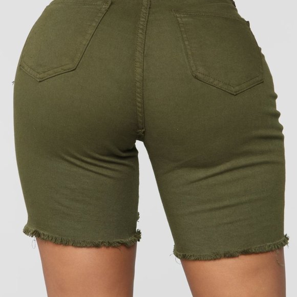 Jean Bermuda Shorts - Olive - Picture 2 of 4